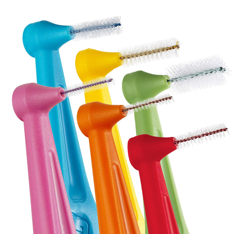 [Australia] - TePe Angle Interdental Brushes Mixed Pack / Samples of Every Size / Easy and simple interspace cleaning with long handle and angled neck / 2 x 6 brushes 