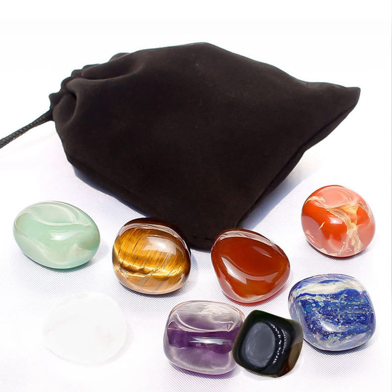 [Australia] - 8 Pcs Chakra Healing Crystals Set with Pouch, Natual Crystals and Gemstones for Reiki Healing Meditation Balancing 