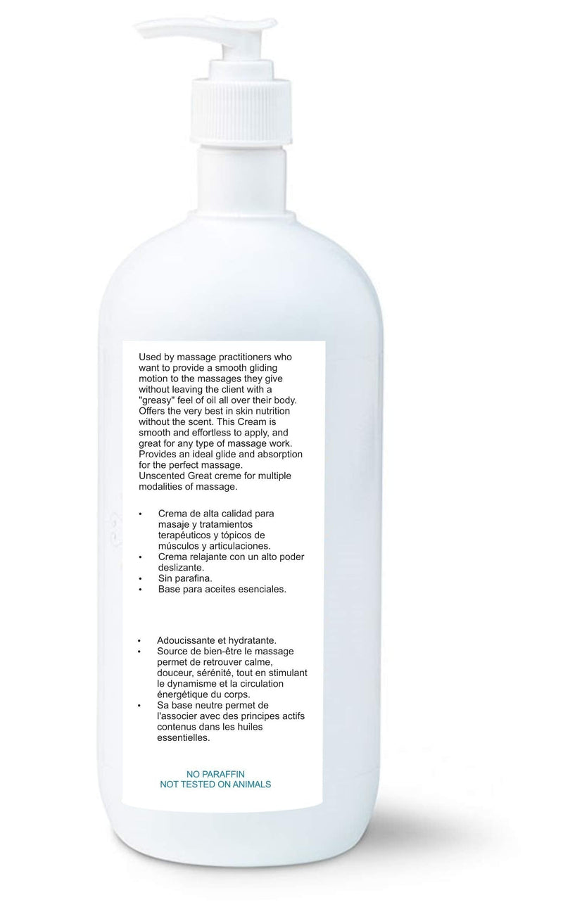 [Australia] - Professional Massage Vitamin E Moisturizing Cream 1000 ml - 35.19 fL.oz Unscented Massage Lotion Relax Sore Muscles & Repair Dry Skin, Lightweight, Non-Greasy 