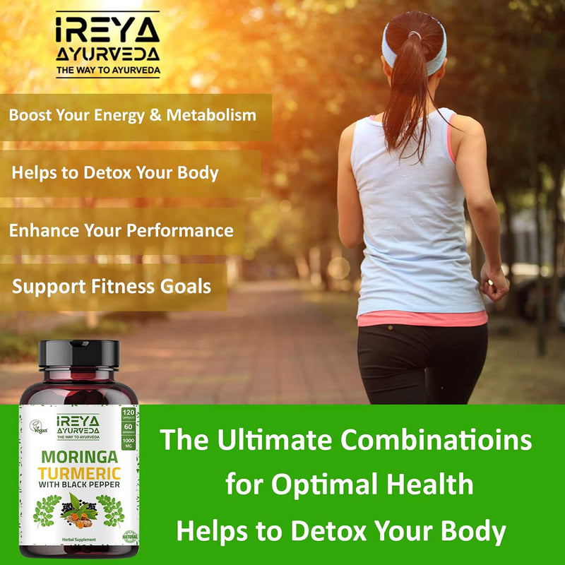 [Australia] - Moringa Oleifera Powder & Turmeric Root Powder with Black pepper 120 Capsules | Immunity & Metabolism Support, Joint and Digestive Support. Vegan, Gluten-Free and Non-GMO 