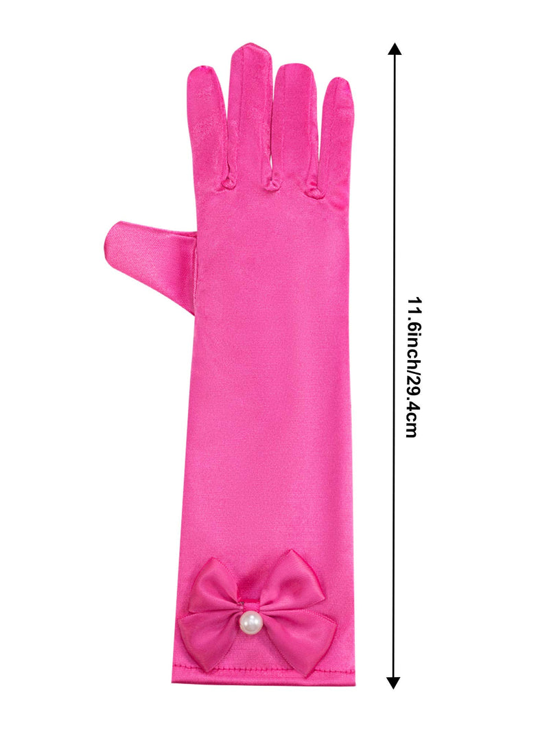 [Australia] - 9 Pairs Girls Satin Gloves Bowknot Gloves Princess Gloves for Kids Party, Wedding, Formal Pageant, Ages 3T to 8 Years, Color 3, Small 