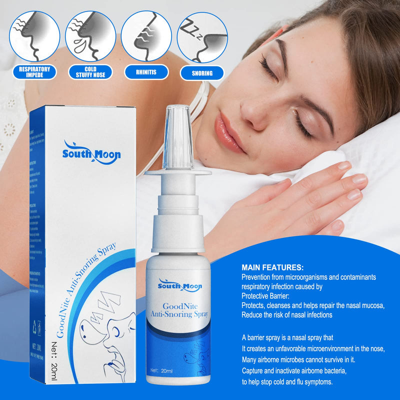 [Australia] - Anti-Snoring Nasal Relief Spray by SouthMoon - All Natural Snore Stopper Remedy, Herbal Sleep Apnea Sinus Decongestant & Nose-Snoring Aid for Men & Women 