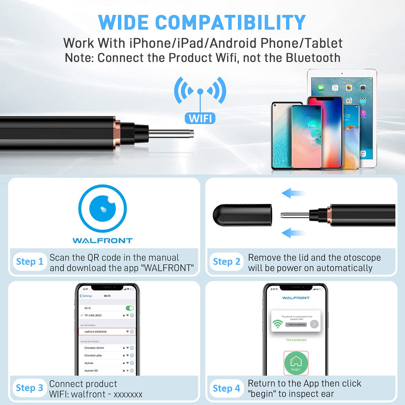 [Australia] - AWELOR Ear Wax Removal Ear Cleaner with Camera,1296P HD Endoscope Earwax Remover Tool with 6 LED Lights,Wireless Ear Otoscope Ear Cleaning Tool for iPhone, iPad & Android Smart Phones 