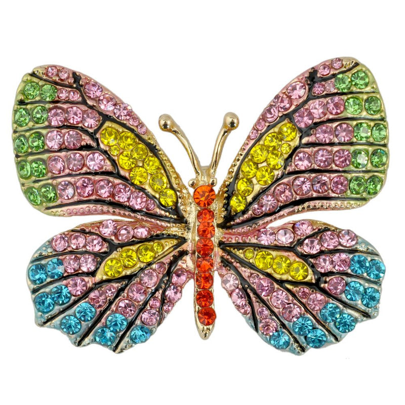 [Australia] - Reizteko Winged Butterfly Crystal Rhinestones Brooch Pin (4 Pack) 4 Pack 