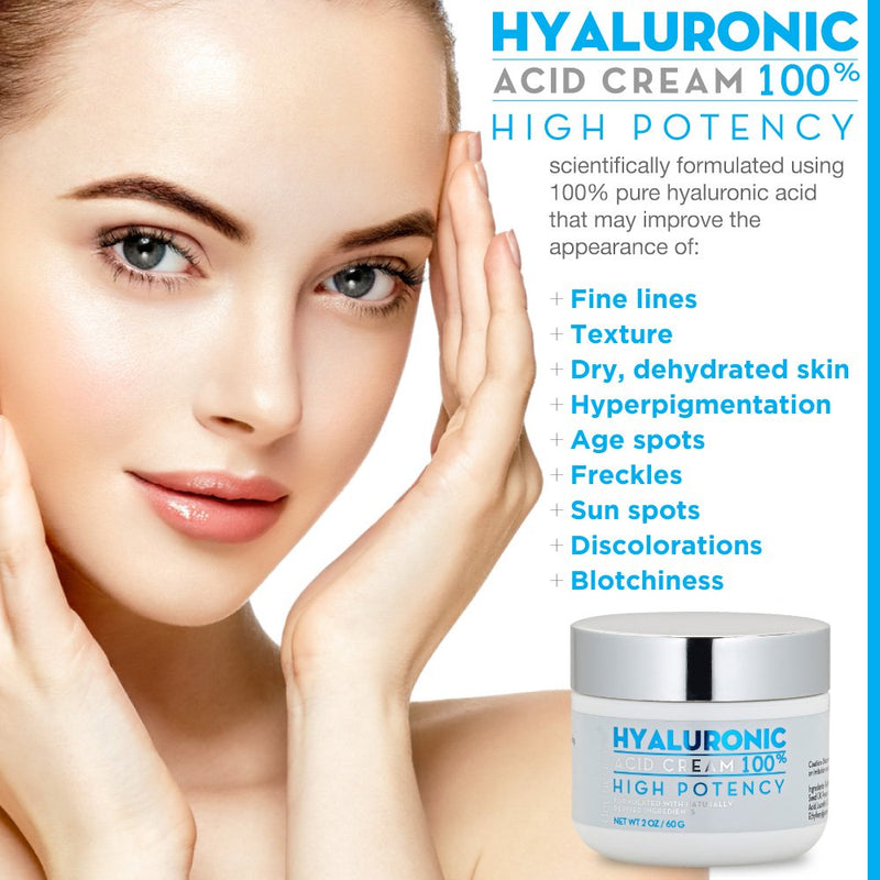 [Australia] - 100% Hyaluronic Acid Cream Face w/Jojoba Oil & Apricot Oil | Professional Grade Intense Hydration Keeps Skin Looking Plump & Feeling Moisturized | Improves Appearance of Skin Color & Tone 
