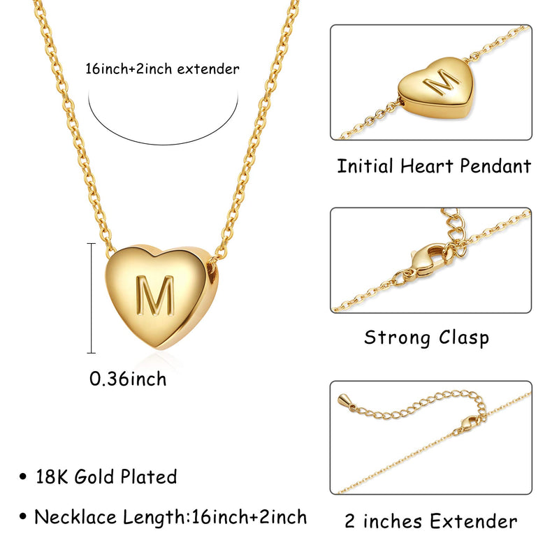 [Australia] - SANNYRA Dainty Initial Necklace 18K Real Gold-Plated Letters A-Z 26 Alphabet Heart Pendant Necklace for Women M 