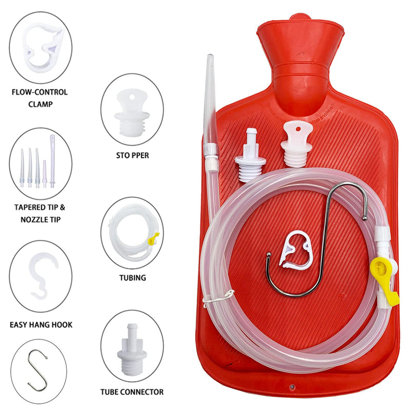 [Australia] - GNEGKLEAN Coffee Enema Bag Kit - 5.0ft Silicone Hose 2L Enemas at Home Water & Colon Detox Cleanse Kit 
