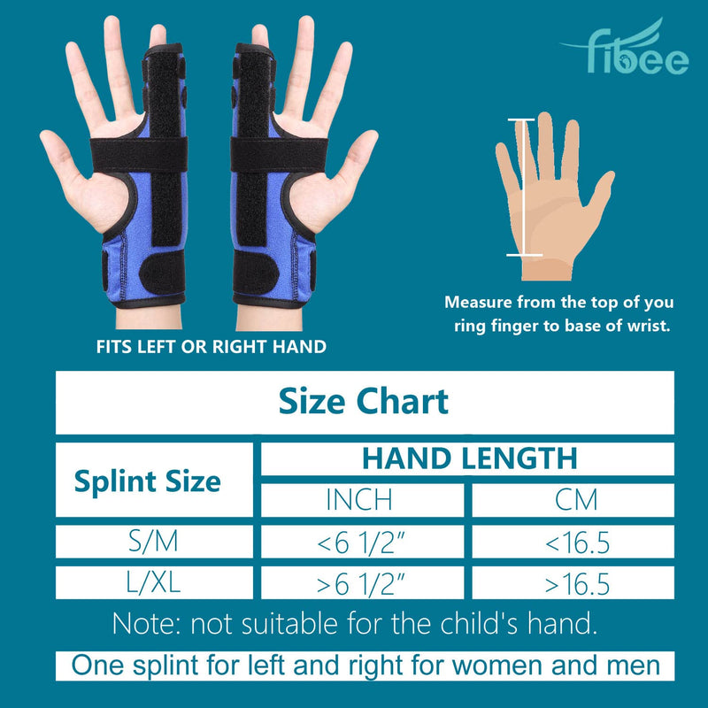 [Australia] - Fibee Boxer Fracture Splint, Pinky Finger Splint, Adjustable Two Finger Brace for 4th or 5th Finger, Metacarpal Splint Hand Brace for Arthritis Fracture Broken Mallet Dislocated Trigger Finger S/M 