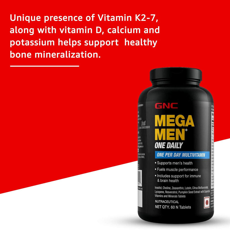 [Australia] - GNC Mega Men One Daily Multivitamin for Men, 60 Count, Take One A Day for 19 Vitamins and Minerals, Supports Muscle Performance, Energy, Metabolism, Brain, and Immune System 