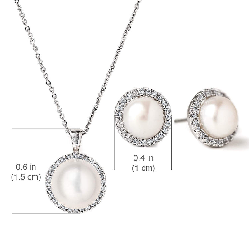 [Australia] - A+O Gift for mom, Pearl Jewelry Set - Pearl Stud Earrings & Necklace Set 