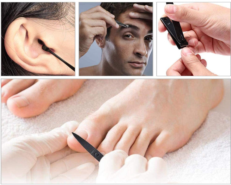 [Australia] - Manicure Sets 7Pcs for Men & Women, Fashion Professional Stainless Steel Nail Clippers Pedicure Kit Grooming Tools by RK Beauty (BLACK) Black 