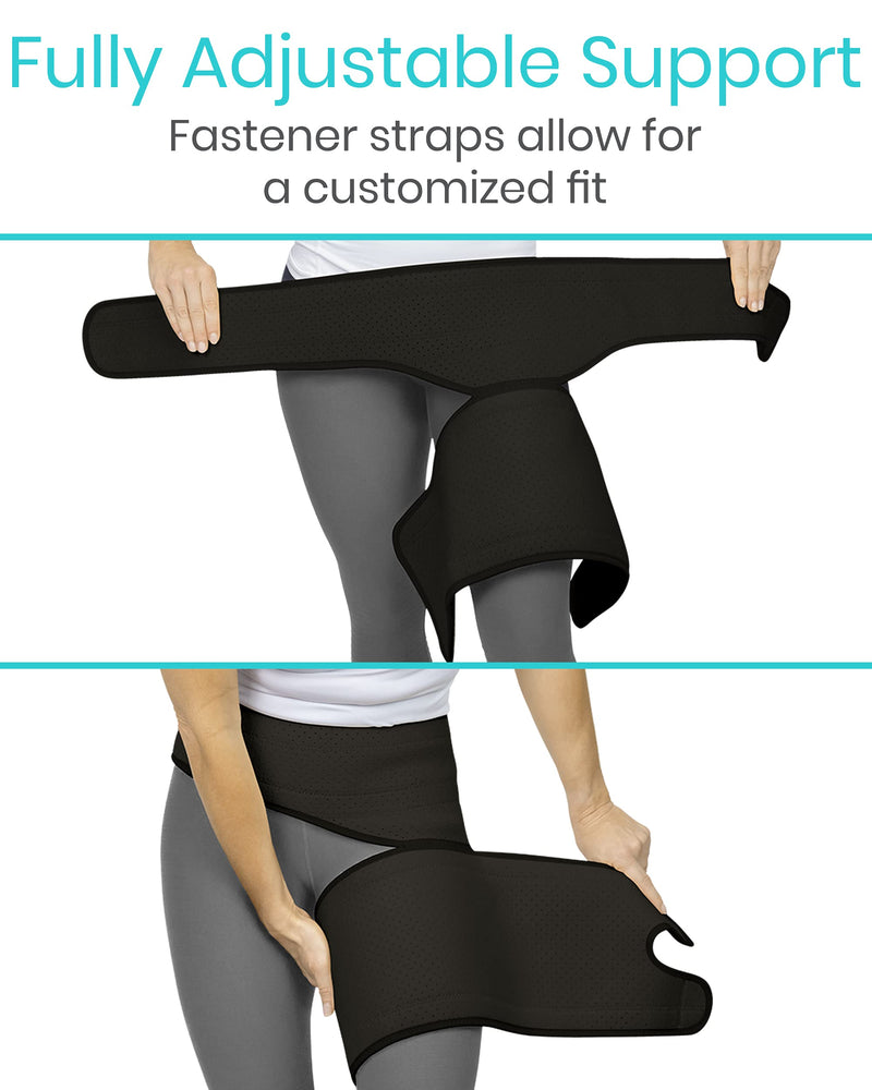 [Australia] - Vive Groin and Hip Brace - Sciatica Wrap for Men and Women - Compression Support for Nerve Pain Relief - Thigh, Hamstring Recovery for Joints, Flexor Strains, Pulled Muscles Black 25" to 48" 