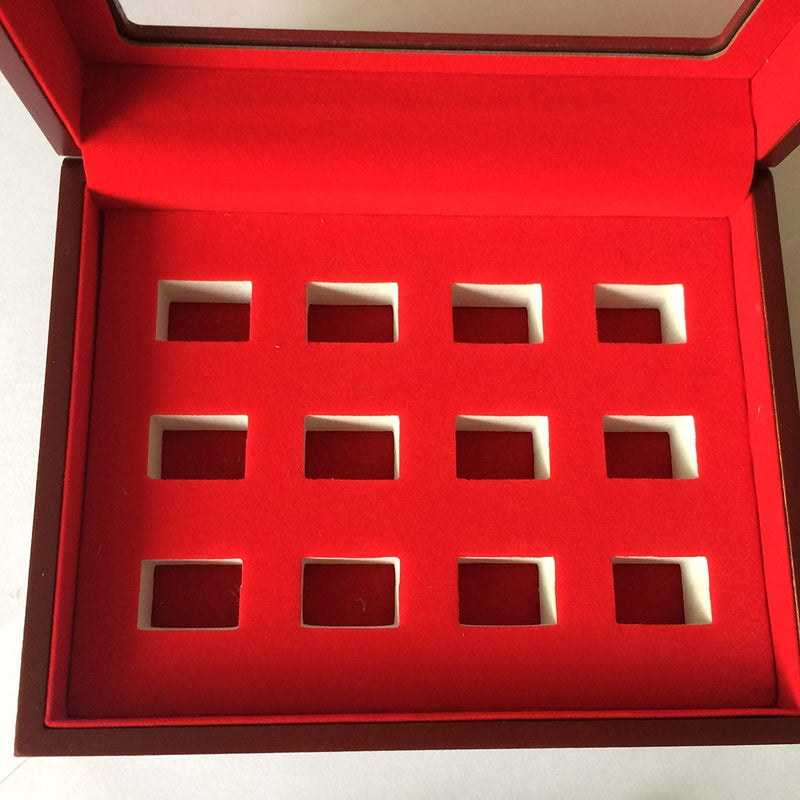 [Australia] - JunningGor Championship Big Heavy Ring Display Case Wooden Jewelry Box Red Velvet Inside (12 Holes) 