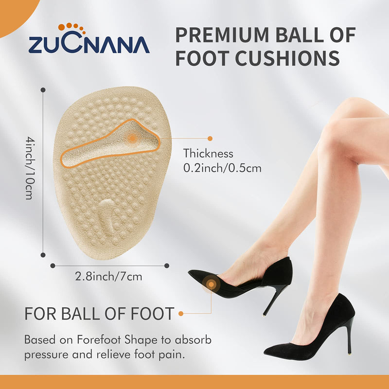 [Australia] - (12 Pieces) Metatarsal Pads for Women | Ball of Foot Cushions for Pain Relief | Reusable Shoe Inserts for Women | Anti-Slip High Heel Inserts Best for Neuroma and Callus | One Size Fits All Beige + Black + Clear 