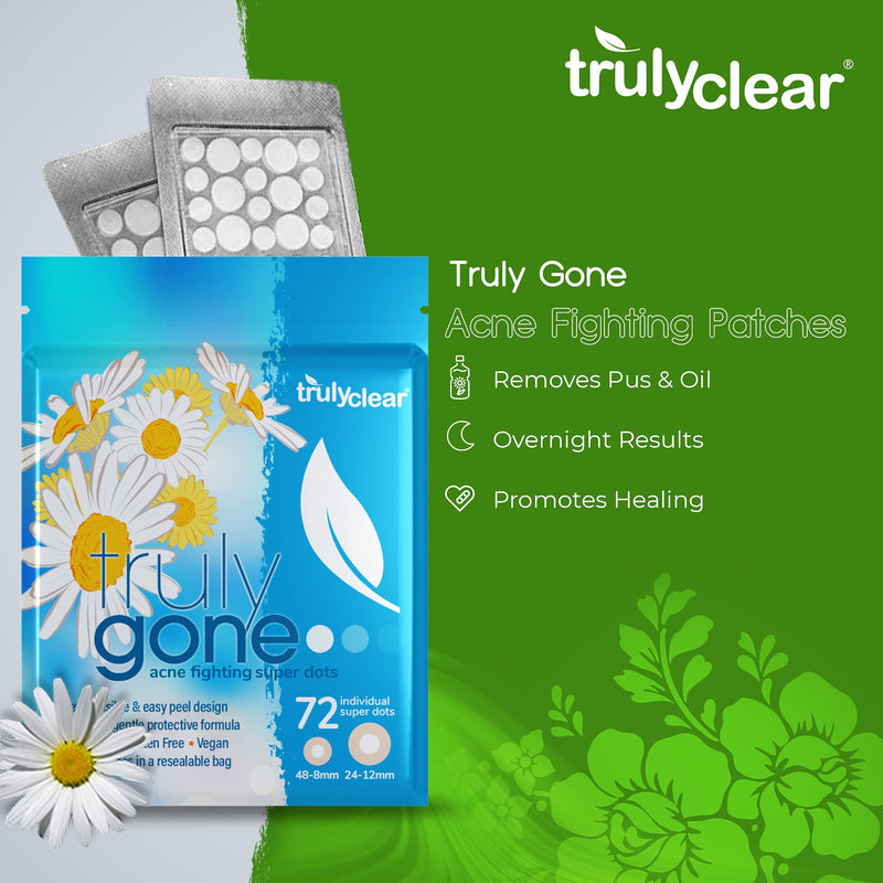 [Australia] - Truly Gone Acne Fighting Super Dots, 100% Hydrocolloid Acne Patches to Heal Pimples Acne Scars and Whiteheads, Invisible Blemish Remover Stickers (3 Packs – 216 Patches) 3 Pack 