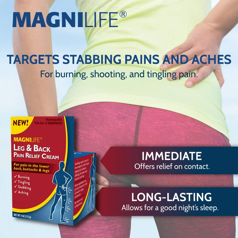[Australia] - MagniLife Leg & Back Pain Relief Cream, Fast-Acting Sciatica Pain Relief, Naturally Soothe Burning, Tingling and Stabbing Pains with Aloe and Calendula - 4oz 