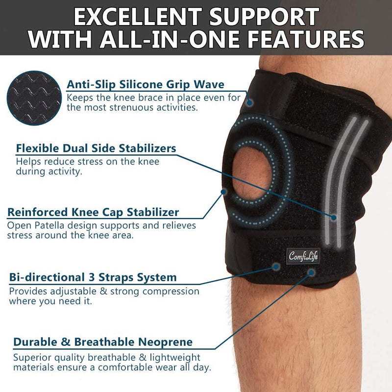 [Australia] - ComfiLife Knee Brace – Knee Support for Meniscus Tear, Arthritis Pain, ACL, LCL, MCL – Open Patella, 3 Point Adjustable Straps, Breathable Non-Slip Comfort for Men & Women (XX-Large) 2X-Large (Pack of 1) 