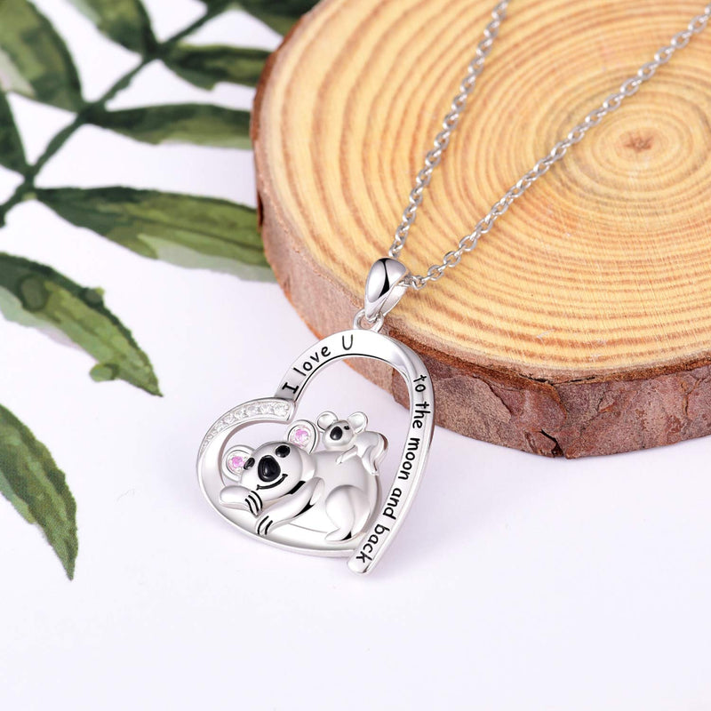 [Australia] - JXJL Mother Daughter Necklace Jewelry Gift Sterling Silver Good Luck Elephant/Wisdom Owl/Koala Bear/Unicorn Pendant Necklace from Son Christmas Birthday Gift for Women Girl Koala's Love 