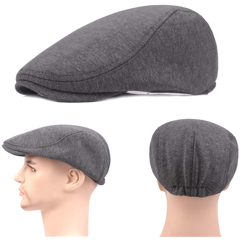 [Australia] - 2 Pack Newsboy Hats for Men, Cotton Flat Ivy Gatsby Driving Hat Cap Black&dark Gray 