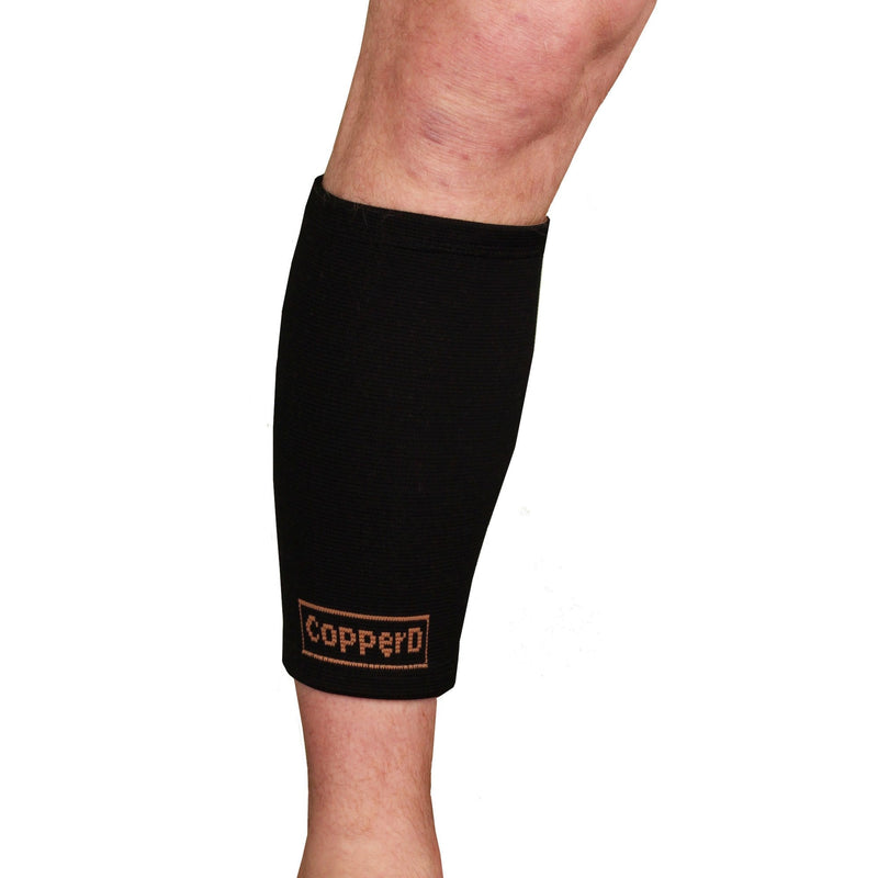 [Australia] - Copper D Copper Compression Calf Sleeve - Rayon from Bamboo Charcoal Copper Infused Calf Support Brace - Size Small - Medium - All Black - 2 Pack 