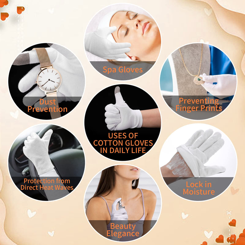 [Australia] - 1 Pairs Medium Touch Screen Moisturizing Gloves White Cotton Moisturizing Gloves for OverNight Bedtime Heal Eczema Sleeping Lotion Hand Spa Treatment Gloves Repair Rough Cracked Dry Chapped Hands Skin 1 pair 