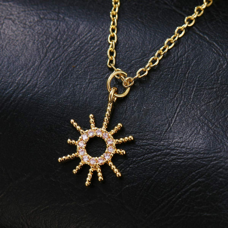 [Australia] - Long tiantian BFF Necklace for 2 Cactus Sun Lotus Moon Necklace Love Knot Arrow Evil Eye Necklace Friendship Gift (Gold & Silver) Sun bff for 2 