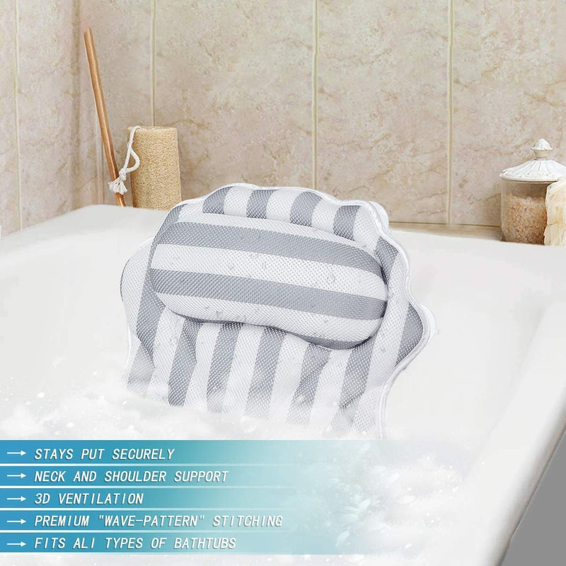 [Australia] - Bath Pillow Spa Bathtub Pillow Ergonomic Bathtub Cushion for Neck, Head & Shoulders, Luxury Bathtub Cushion, 3D Air Mesh for Men and Women,Fits for Hot Tub 