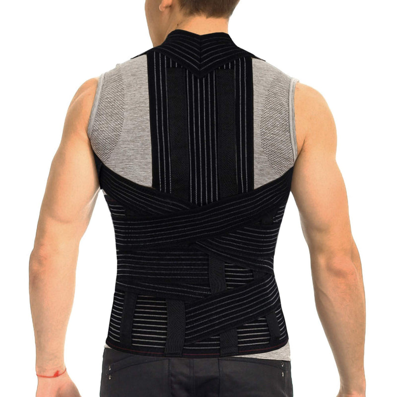 [Australia] - ORTONYX Full Back Support Brace with Removable Dorso-Lumbar Pad - Upper and Lower Back Pain Relief, Thoracic Kyphosis, Rounded Shoulders, Posture Correction/L Large (Pack of 1) Black 