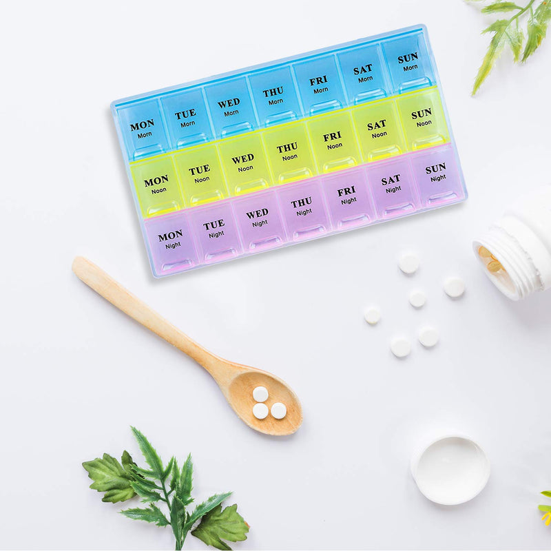 [Australia] - Weekly Pill Organizer - (Pack of 2) 21 Day Pill Planners for Pills Vitamins & Medication, 3 Times-a-Day Medication Reminder Boxes, Easy to Read & Travel Friendly 