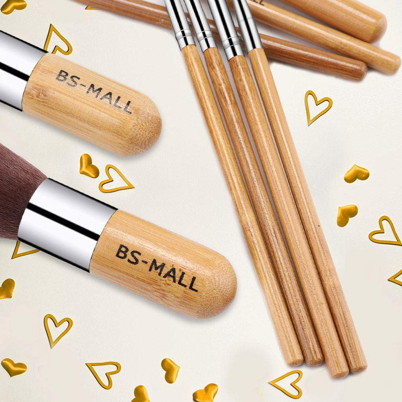 [Australia] - BS-MALL Makeup Brush Set 11Pcs Bamboo Synthetic Kabuki Brush Set Foundation Powder Blending Concealer Eye shadows Blush Cosmetics Brushes with Organizer Bag & Makeup Sponge… 