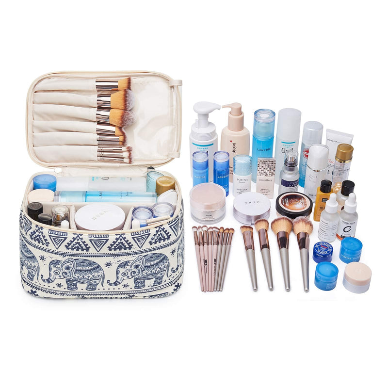 [Australia] - Travel Makeup Bag Large Cosmetic Bag Make up Case Organizer for Women and Girls (Large, Elephant) A-Elephant 