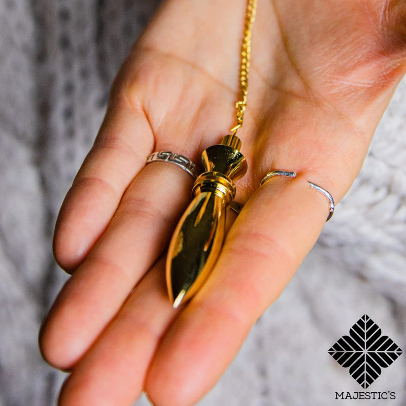 [Australia] - Egyptian Thot Dowsing Pendulum & Abbe Mermet drop Pendant in Gold Brass - Pack of 2 Divinatory Pendulums 