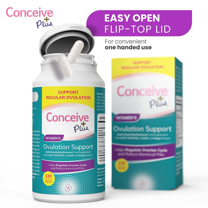 [Australia] - Conceive Plus Ovulation Support - Myo Inositol, CoQ10, Folic Acid Women Fertility Supplement - Female Hormone Balance & Ovarian Support PCOS Capsules - 120 Caps 