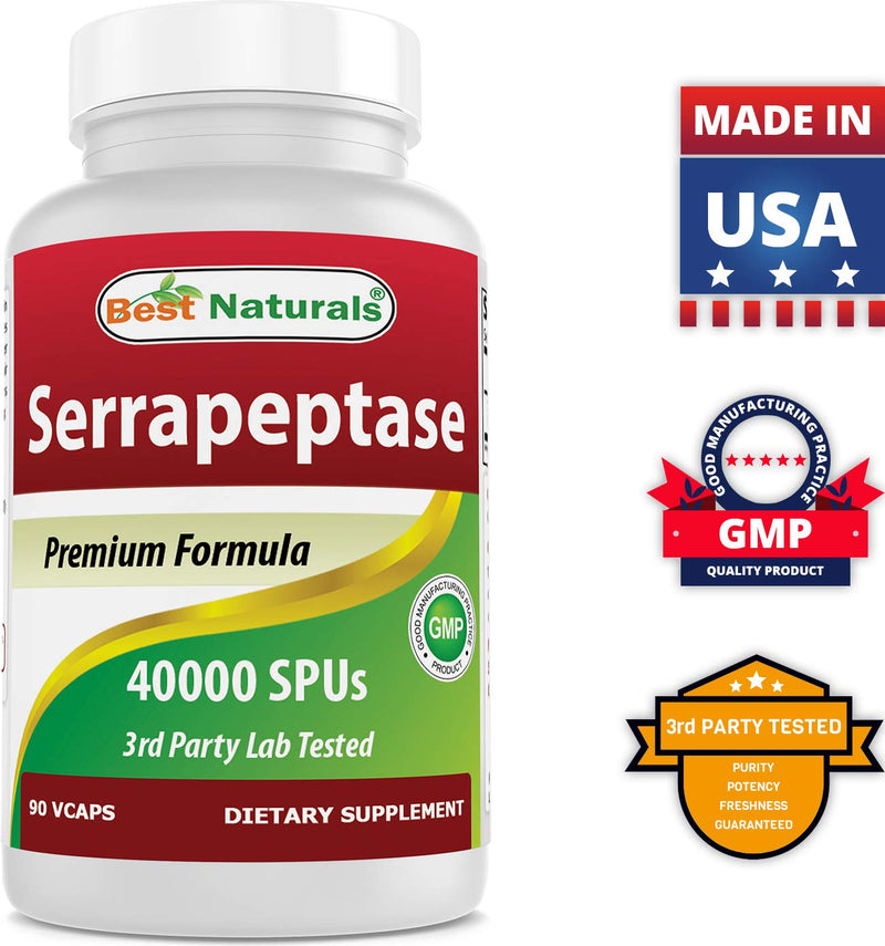 [Australia] - Best Naturals Serrapeptase 40000 SPUs 90 Vcaps (90 Count (Pack of 2)) 90 Count (Pack of 2) 