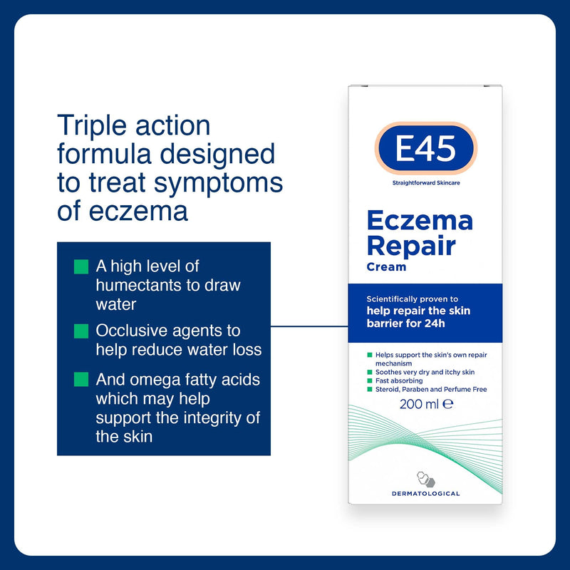 [Australia] - E45 Eczema Repair Cream, Eczema Cream Adults and Children, Suitable for face, body and hands, 200 ml 