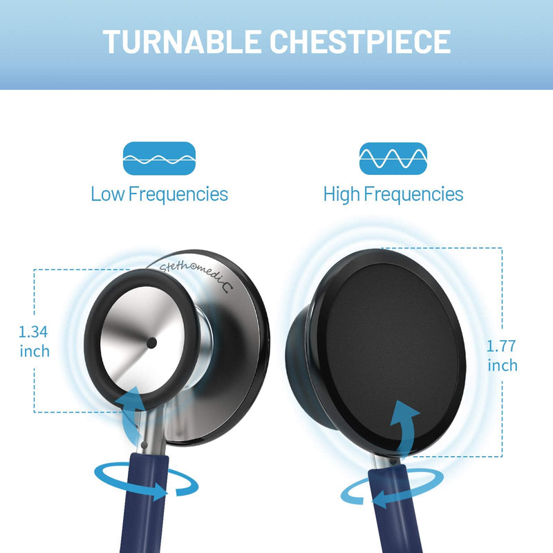 [Australia] - FriCARE Dual Head Stethoscope for Medical and Home, Classic Lightweight Design, Stethoscope for Adult, Gift for Nurses, Doctors, Medical Students, 28 inch (Navy Blue) Navy Blue 
