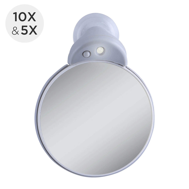 [Australia] - Zadro Dual-Sided 10X/5X Magnification LED Lighted Compact Travel Lightweight Portable Spot Makeup Mirror, Gray/White, FC30L 