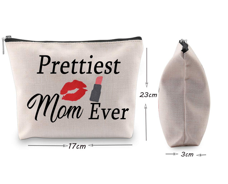 [Australia] - POFULL Prettiest Mom Ever Gifts Mom Cosmetic Bag Mother's Day Gift New Mom Gifts Funny Mom Birthday Makeupbag (Prettiest Mom Makeupbag) Prettiest Mom Makeupbag 