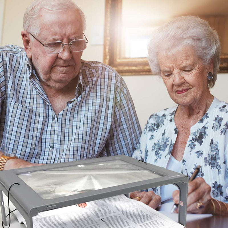 [Australia] - 3X Large Full Page Magnifier with 12 LED Lights[Provide Evenly Lit Viewing Area], Foldable Flip-Out Legs, Dual Power Supply Modes- Ideal for Hands Free Reading, Low Vision, Seniors with Aging Eyes 