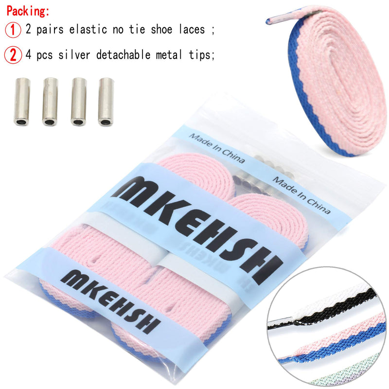 [Australia] - MKEHSH 2 Pairs Colorful Flat Shoelaces Shoestring for Sneakers with Metal Tips 43"inches(110cm) 02 Pink&blue 