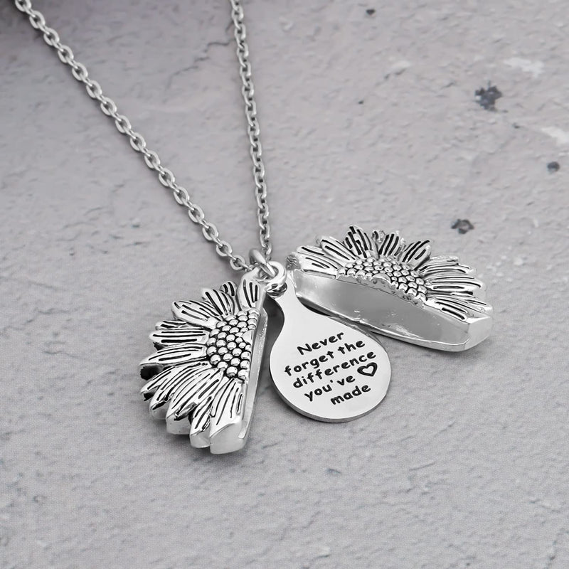 [Australia] - MYOSPARK Never Forget The Difference You've Made Sunflower Locket Necklace Appreciation Gifts for Colleague Best Friends Never forget sunflower NL 
