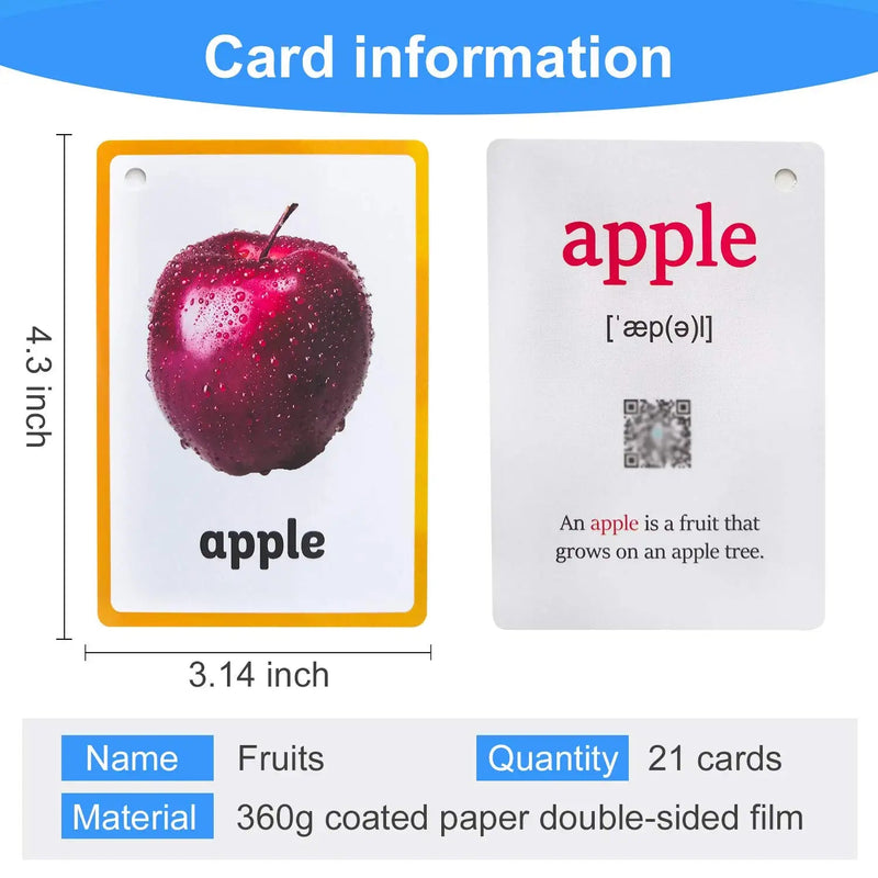 [Australia] - Fruits/Vegetable/Foods/Food Quantities English Flash Cards Pocket Card Learning Baby Toys for Children Pre-Kindergarten Kids Gifts Fruits/Vegetable/Foods/Food 