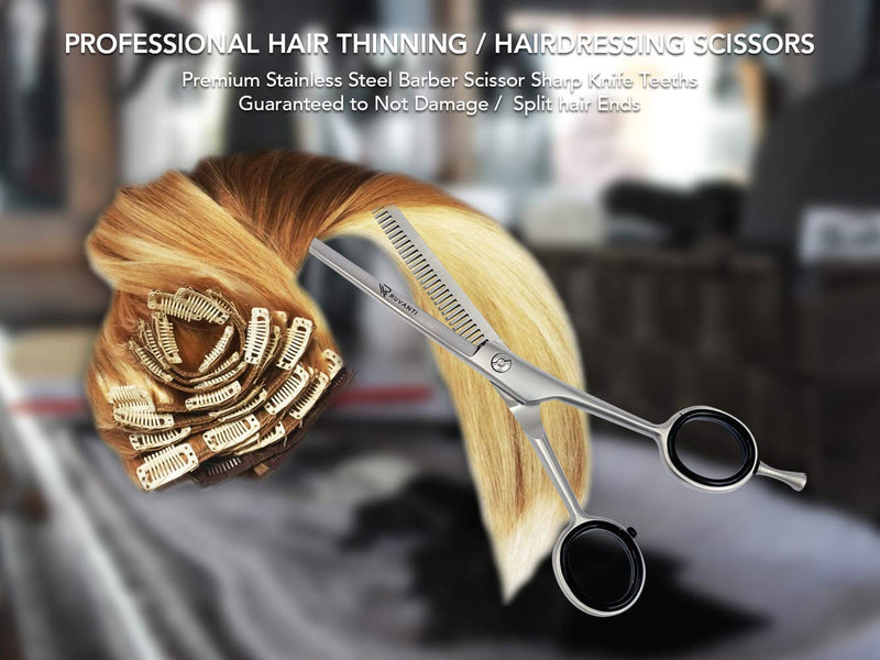 [Australia] - Professional Hair Thinning Shears - 6.5" Premium J2 Steel- Split End Trimmers - Sharp Barber Hair Thinning Scissors/Texturizing Scissors/Thinning Shear/Mustache Trimming Scissor for Kids Men and Women Grey 