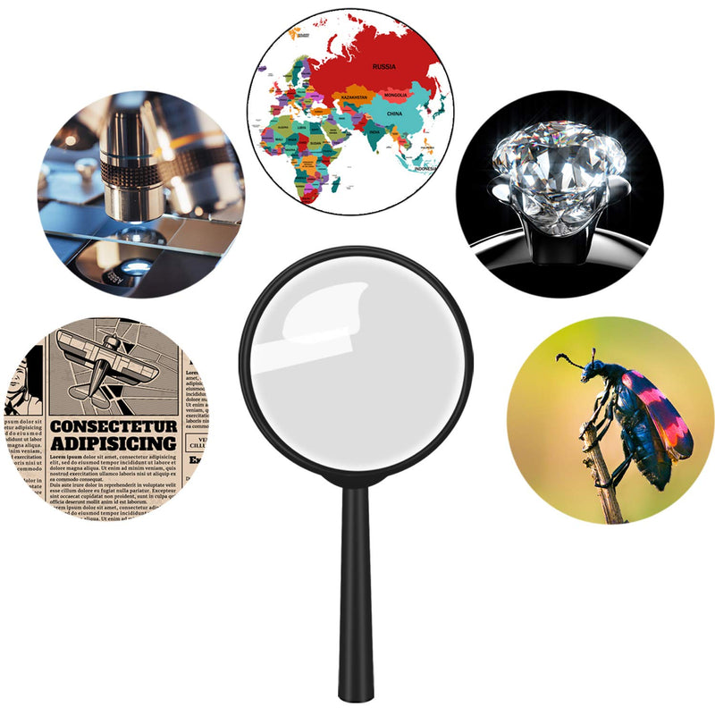 [Australia] - Elcoho 15 Pack Handheld Magnifier Plastic Magnifying Glass for Reading Jewelry Home Office Desk Accessories with Storage Bag 