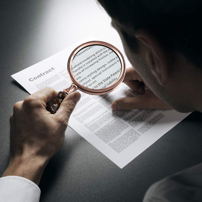 [Australia] - MSLAN Magnifying Glass,10X Antique Copper Handheld with Wooden Handle and Real Glass,Best Reading Magnifier for Elderly,Macular Degeneration 