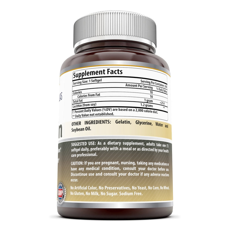 [Australia] - Amazing Formulas Lecithin Dietary Supplement * 1200 mg High Potency Lecithin Softgels (Non GMO,Gluten Free) -Promotes Brain & Cardiovascular Health * Aids in Cellular Activities * 240 Softgels 240 Count (Pack of 1) 