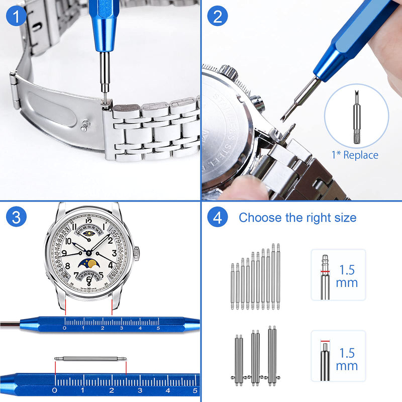 [Australia] - Jorest 38pcs Watch Band Tool Kit, Repair Kit for Watch Strap Adjustment and Replacement and Resizing , with Watch Link Removal Tool, 10 Spring Bars, 6 Quick Release Spring Bars, 10 Pins, User Manual 