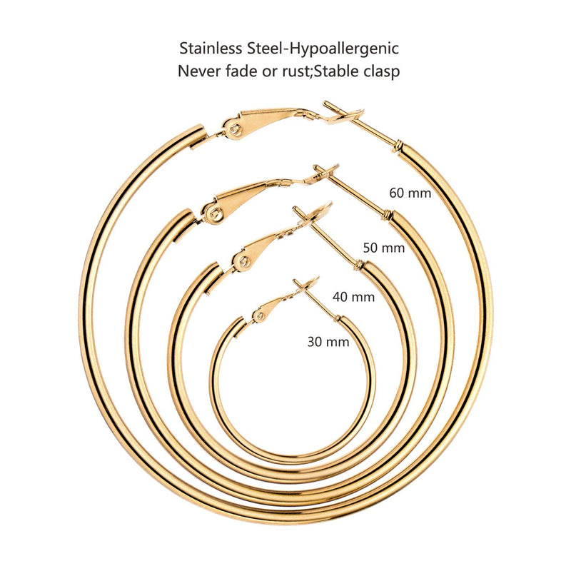 [Australia] - Cuicanstar Hoop Earrings - Stainless Steel Hypoallergenic Geometric Huggie Hoops Loop Earrings for Women Girls Set. 12 Pairs Silver Gold Rose Gold 