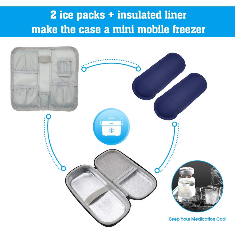 [Australia] - ProCase Insulin Cooler Travel Carrying Case, Diabetic Medication Organizer Insulated Cooling Bag with 2 Ice Packs for Insulin Pens Syringe Needle -Black 
