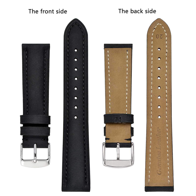 [Australia] - BISONSTRAP Watch Strap, Vintage Leather Replacement Bracelet, Band Width-14mm 15mm 16mm 17mm 18mm 19mm 20mm 21mm 22mm 23mm 24mm 14mm Black 